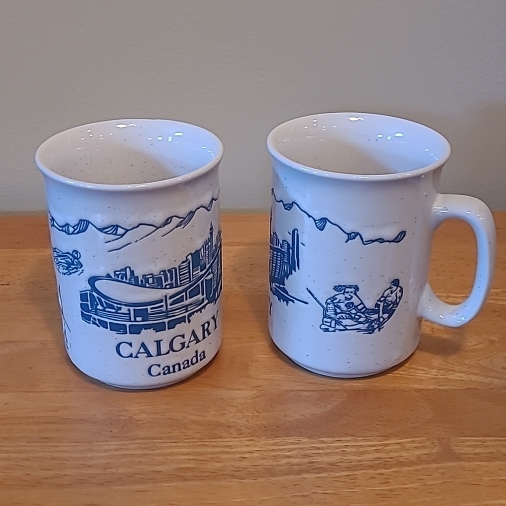 VINTAGE CALGARY CERAMIC MUGS, Set of 2, Made in Korea